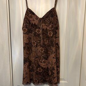 Floral Brown and Tan Slip Dress